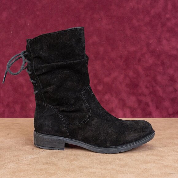 Sofft Women Sharnell Low Distress Black Suede Back Lace-up Mid Calf boots sz 6 - Picture 4 of 8